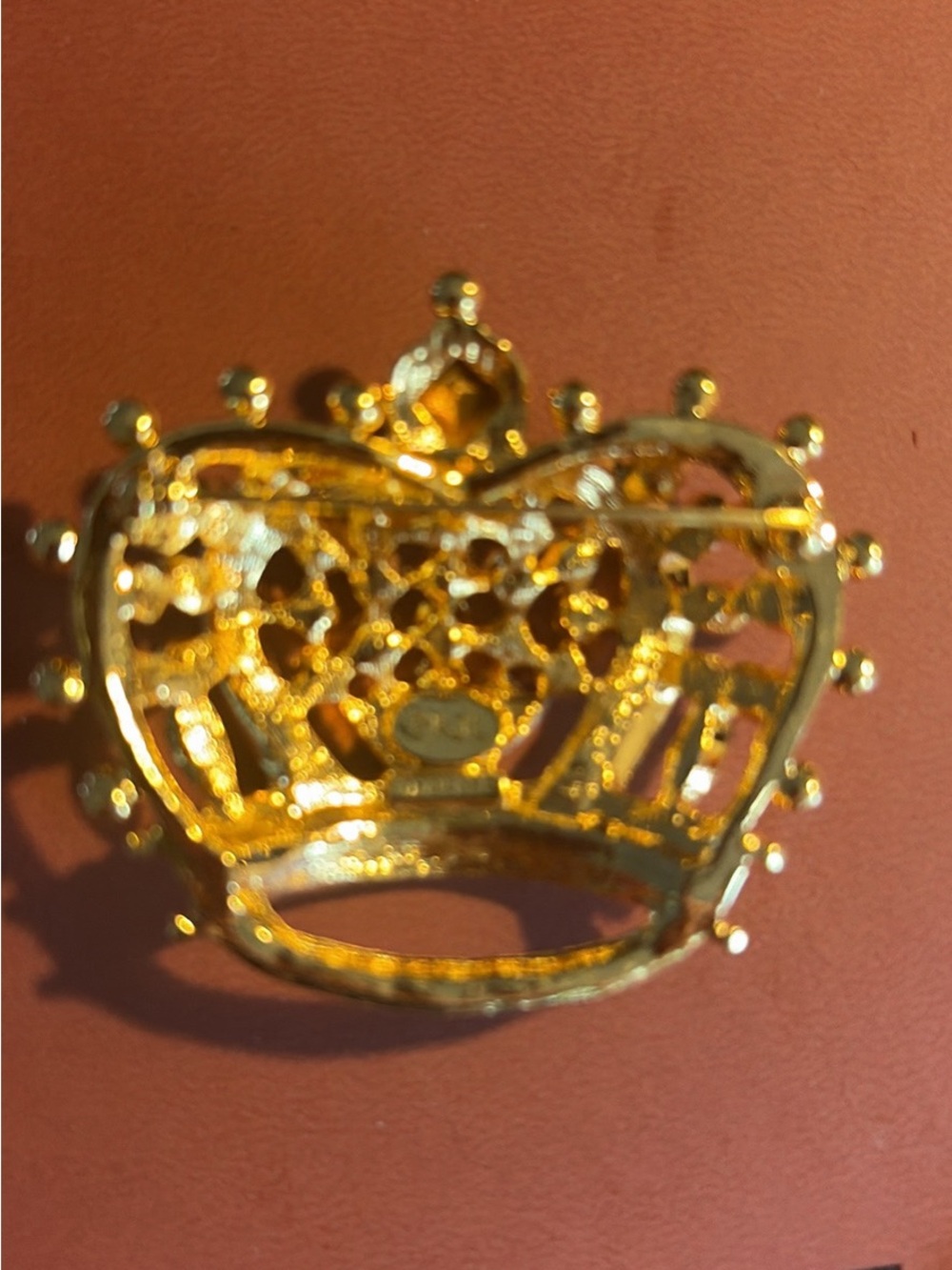 Kenneth Jay Lane Gold Crown Brooch Pin